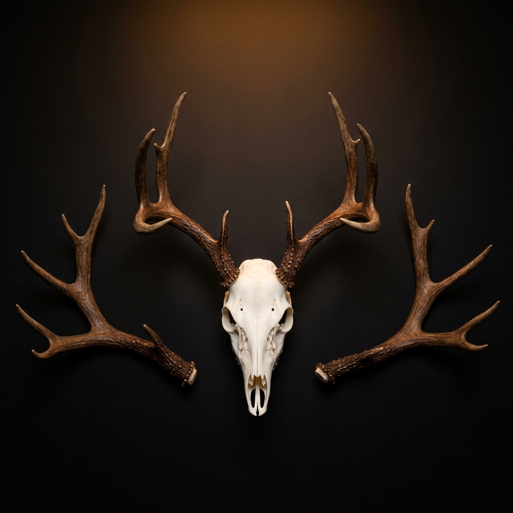 Shed antlers transformed into a complete euro mount